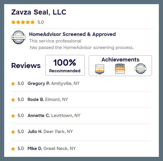 100% Home Advisor Five Star Reviews