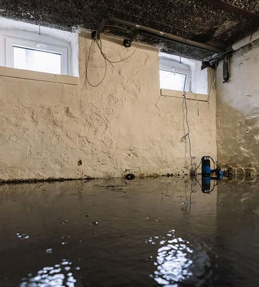 Water Damage Restoration Contractor New York - Standing Water on a Basement Floor