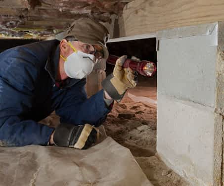 Crawl Space Problems Contractor New York - A Man Inspecting a Crawl Space