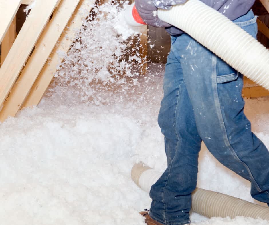 Types of Insulation Contractor New York -Blown-in Insulation Being Installed