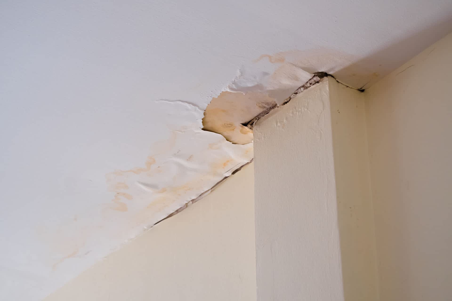 Water Damage Restoration Contractor New York -  Water Damage to Ceiling